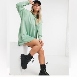 ASOS design oversized smock dress in Sage Green size s